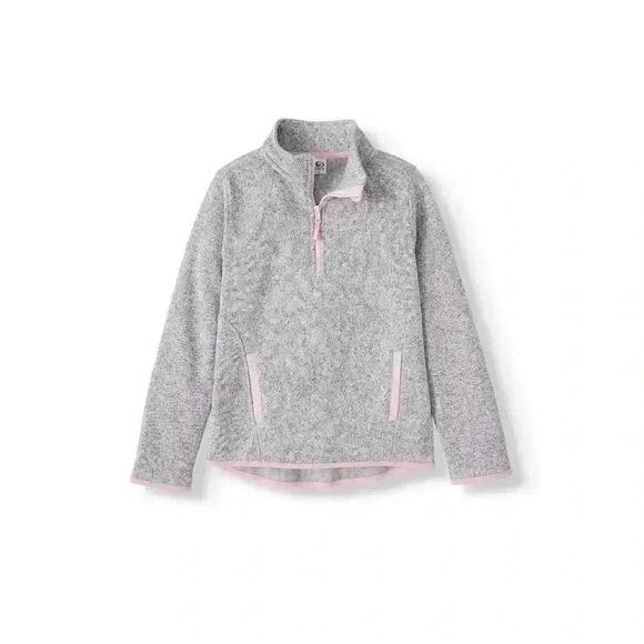 Athletic Works Girls Sweater Fleece Quarter Zip Pullover (Gray/Pink, XL, 14-16) - Picture 1 of 9